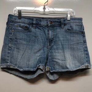 J Crew Denim Blue Women's Jean Shorts size 30 raw hem distressed comfy casual